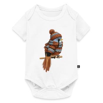 Bartmeise im Strickpullover Winter Weihnachten - Baby Premium Kurzarmbody - Weiß - Vorne