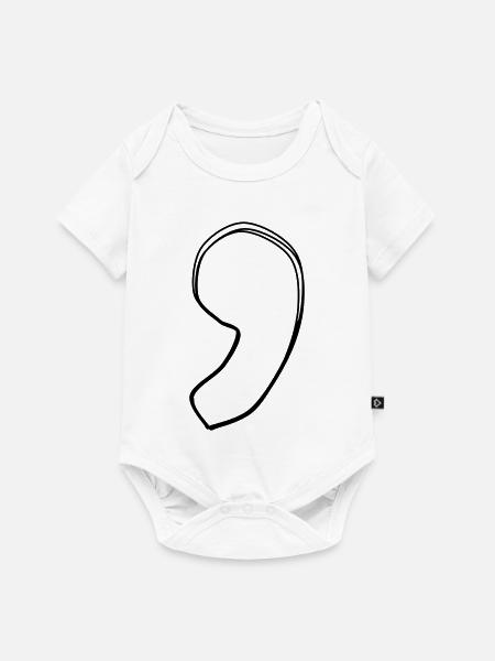 Komma handgezeichnet - Baby Premium Kurzarmbody - Weiß