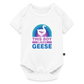 Un garçon aime les jolies oies citation ironique - Body à manches courtes Premium Bébé - blanc - Devant