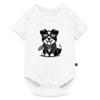 Chien mignon avec des lunettes de soleil - Body à manches courtes Premium Bébé - blanc - Devant