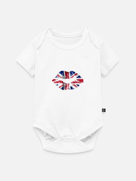 UK Lippen - Baby Premium Kurzarmbody - Weiß