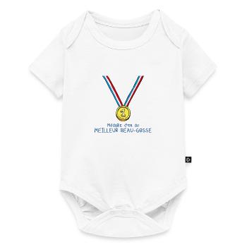 T-shirt Médaille d'or du meilleur beau-gosse - Body à manches courtes Premium Bébé - blanc - Devant