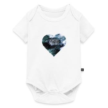 Herz mit Wellen Meer Spruch Nordsee verliebt - Baby Premium Kurzarmbody - Weiß - Vorne