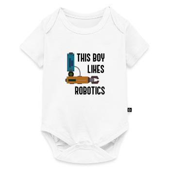Junge mag Roboter Maschinenbauingenieur Robotik - Baby Premium Kurzarmbody - Weiß - Vorne