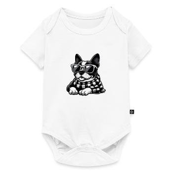Chien mignon avec des lunettes de soleil - Body à manches courtes Premium Bébé - blanc - Devant