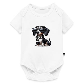 Chien mignon avec des lunettes de soleil - Body à manches courtes Premium Bébé - blanc - Devant