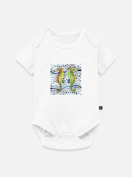 Seepferdchen - Baby Premium Kurzarmbody - Weiß