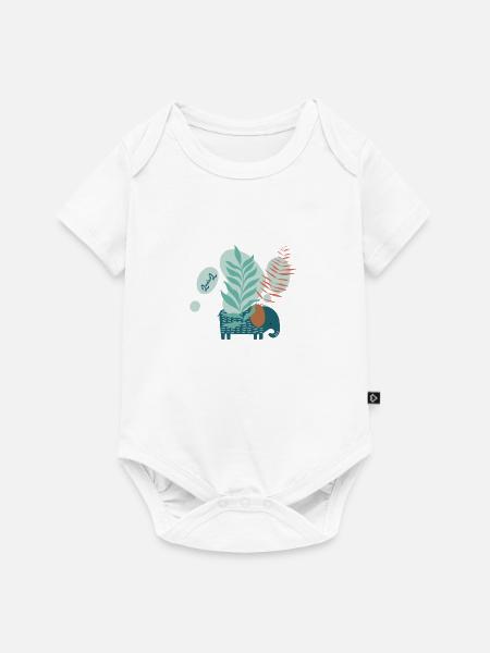 Elefant in der Savanne - Baby Premium Kurzarmbody - Weiß