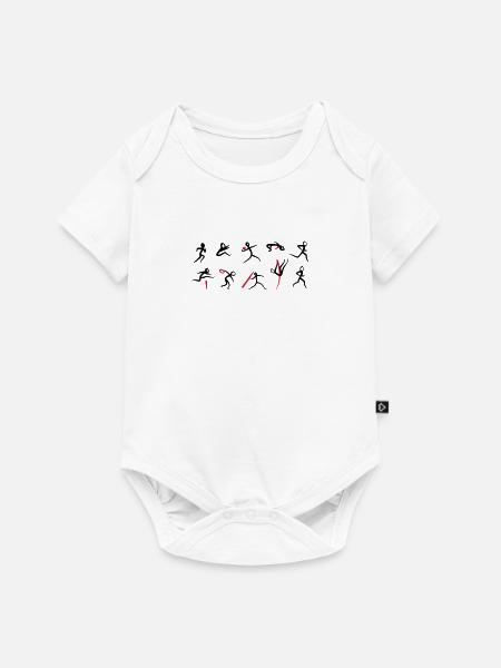 Zehnkampf, Leichtathletik - Baby Premium Kurzarmbody - Weiß