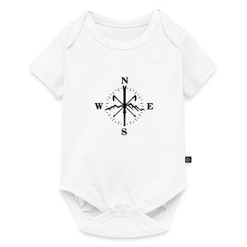 Skiing, skis, mountains and compass with degrees - Baby Premium short-sleeve bodysuit - white - Front