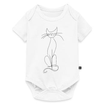 Cat Silhouette Outline Drawing Lineart Art - Baby Premium short-sleeve bodysuit - white - Front
