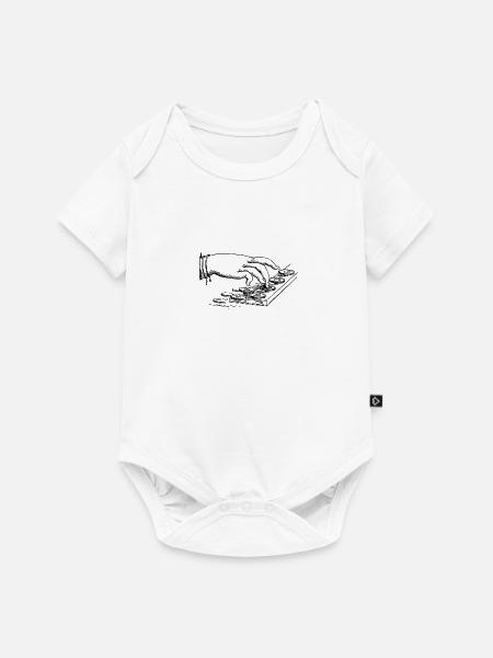 Hand auf Tastatur - Baby Premium Kurzarmbody - Weiß