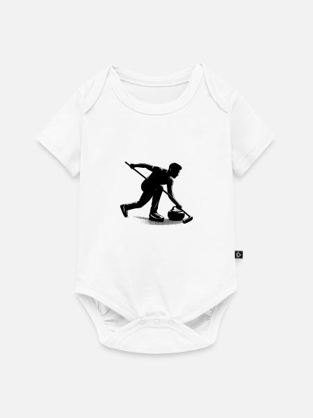 Curling Umriss - Baby Premium Kurzarmbody - Weiß