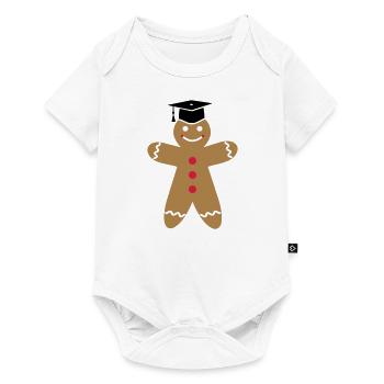 Doktorhut auf Lebkuchenmann Examen Doktorarbeit - Baby Premium Kurzarmbody - Weiß - Vorne