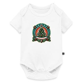 Vintage Christmas Tree Badge - Baby Premium short-sleeve bodysuit - white - Front