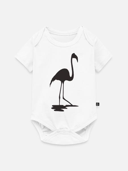 Flamingo Schwarz - Baby Premium Kurzarmbody - Weiß