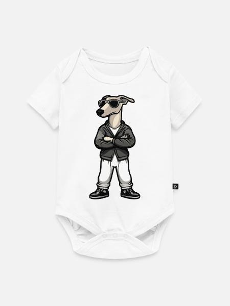 Greyhound Hund Comic - Baby Premium Kurzarmbody - Weiß