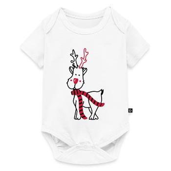 Rentier mit Schal - Baby Premium Kurzarmbody - Weiß - Vorne