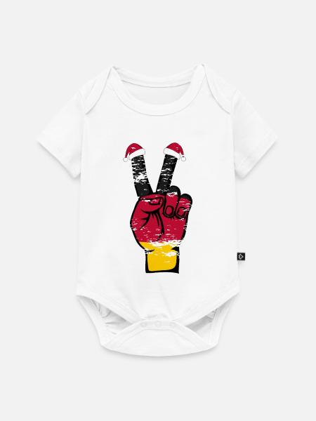 Deutschland Flagge Weihnachten Peace Symbol used - Baby Premium Kurzarmbody - Weiß