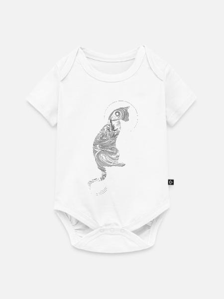 Abstrakte Katze mit Mond-Hintergrund - Baby Premium Kurzarmbody - Weiß