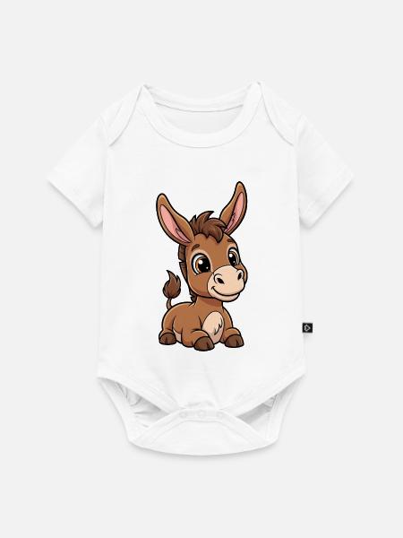 Niedlicher Eselfohlen Cartoon - Baby Premium Kurzarmbody - Weiß