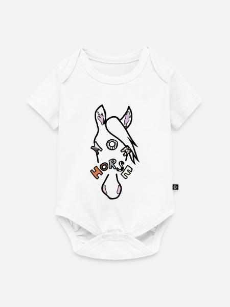 Rätselhaftes Pferdegesicht mit poetischem Motiv - Baby Premium Kurzarmbody - Weiß