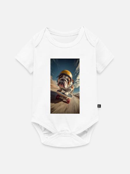 Bulldog Skateboard Tempo - Baby Premium Kurzarmbody - Weiß