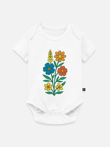 Frühlingsblumen Farbenfroh - Baby Premium Kurzarmbody - Weiß