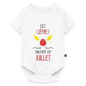 Les Génies Naissent en Juillet Design Humour - Body à manches courtes Premium Bébé - blanc - Devant