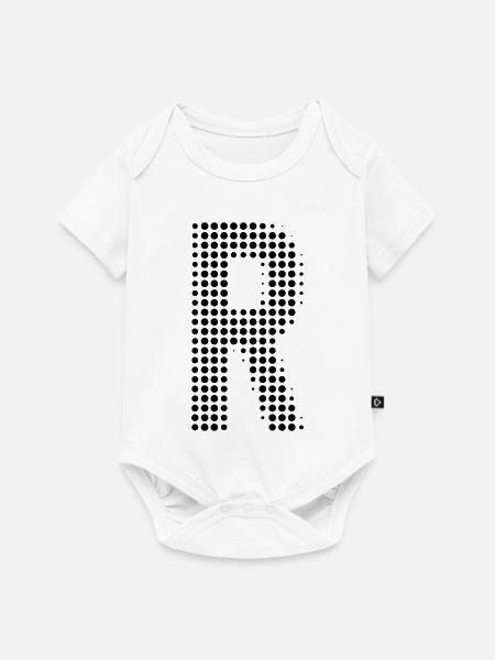 Buchstabe R – Punktmuster Initial Design - Baby Premium Kurzarmbody - Weiß