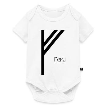 Rune Fehu avec Nom Noir – Viking Futhark - Body à manches courtes Premium Bébé - blanc - Devant