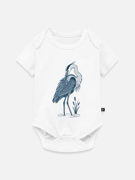 Blaureiher Vogel - Baby Premium Kurzarmbody - Weiß