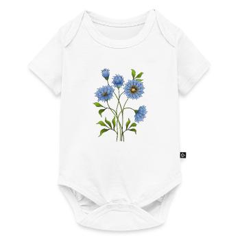 Fleurs bleues - Body à manches courtes Premium Bébé - blanc - Devant