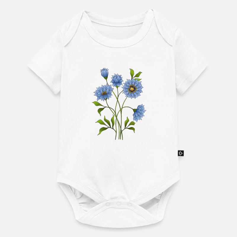 Fleurs bleues - Body à manches courtes Premium Bébé - blanc