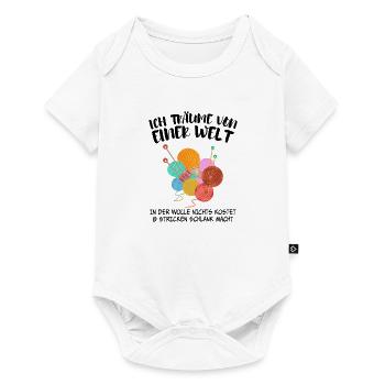 Wolle stricken Hobby Handarbeit Geschenk - Baby Premium Kurzarmbody - Weiß - Vorne