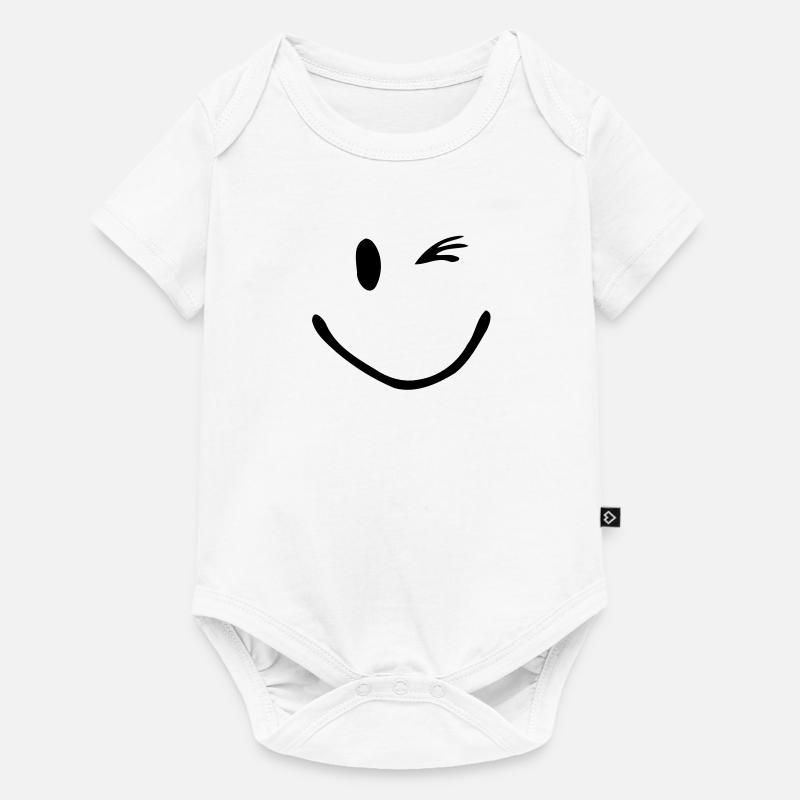 Zwinker Smiley - Baby Premium Kurzarmbody - Weiß