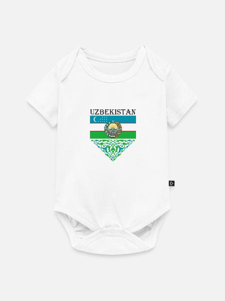 Usbekistan Flagge Heimat Usbek Geschenk - Baby Premium Kurzarmbody - Weiß