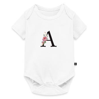 Customizable Monogram A Floral Pink White - Baby Premium short-sleeve bodysuit - white - Front
