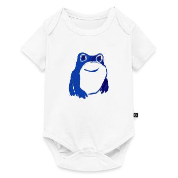 frog, blue, illustration, stencil, ink - Baby Premium short-sleeve bodysuit - white - Front