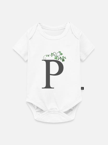 P mit Kleeblätter - Baby Premium Kurzarmbody - Weiß