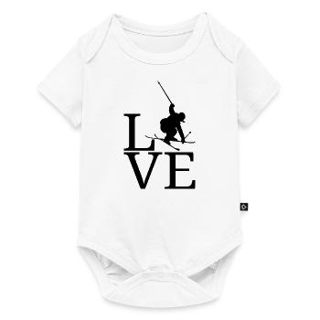 Skieur, ski, ski freestyle, sports d'hiver, neige - Body à manches courtes Premium Bébé - blanc - Devant