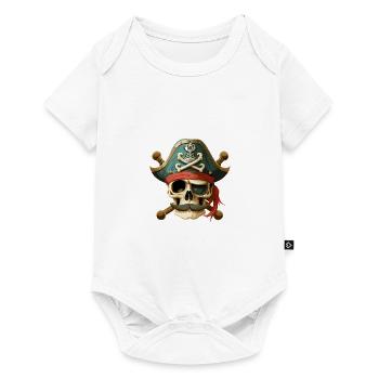 Pirate Captain Skull & Bones - Baby Premium Kurzarmbody - Weiß - Vorne