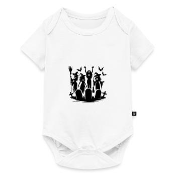 Hexen Halloween Fledermaus Friedhof Besen Party - Baby Premium Kurzarmbody - Weiß - Vorne