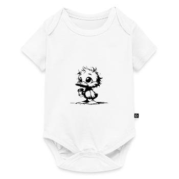 Cute duck with coffee mug - Baby Premium short-sleeve bodysuit - white - Front
