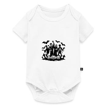 Kinder Halloween Kürbis Geister Party mit Zombie - Baby Premium Kurzarmbody - Weiß - Vorne