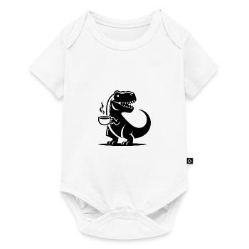 T-Rex avec tasse à café Grim Caffeine Dino - Body à manches courtes Premium Bébé - blanc - Devant