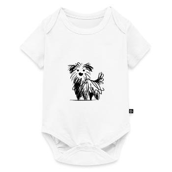 Croquis de chien minimaliste aux lignes chaotiques - Body à manches courtes Premium Bébé - blanc - Devant