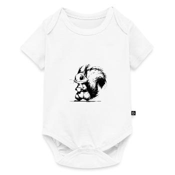 Écureuil drôle d’enfants avec croquis de café - Body à manches courtes Premium Bébé - blanc - Devant