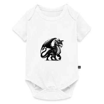 Freundlicher Drache Tattoo Style mit Flügeln - Baby Premium Kurzarmbody - Weiß - Vorne