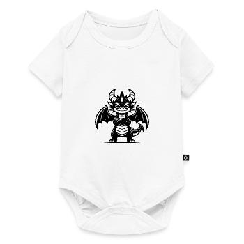 Kleiner grimmiger Kinder Drache mit Flügeln - Baby Premium Kurzarmbody - Weiß - Vorne